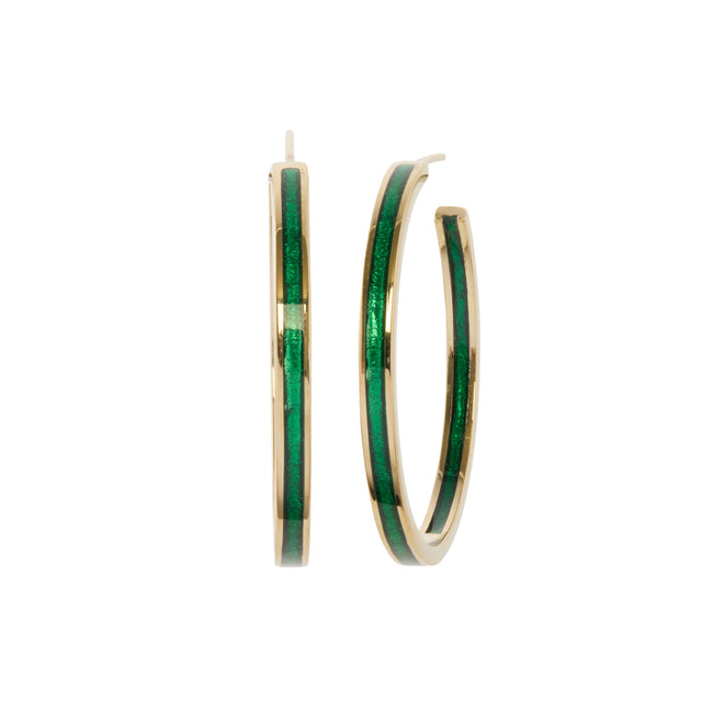 Green Enamel Hoop Earrings