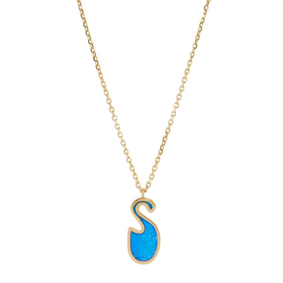 Light Blue Enamel S Initial Necklace