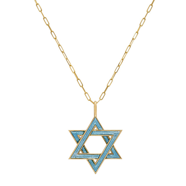 Turquoise Enamel Star of David Necklace