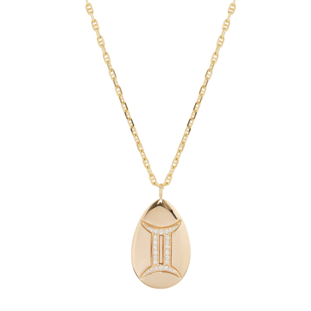 Diamond Gemini Zodiac Necklace