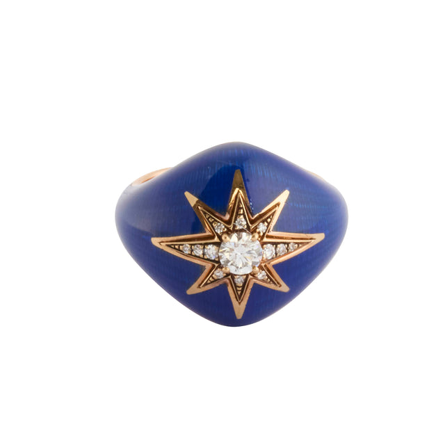 Diamond Aida Ring - Navy Blue Enamel