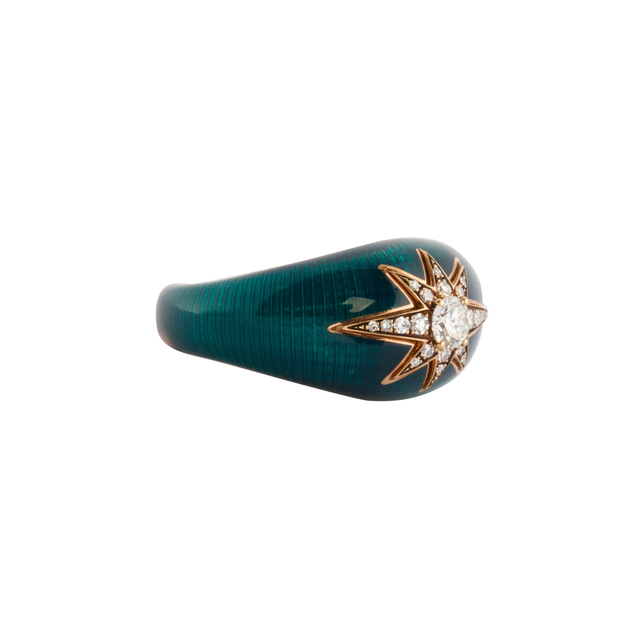 Diamond Aida Ring - Petrol Enamel