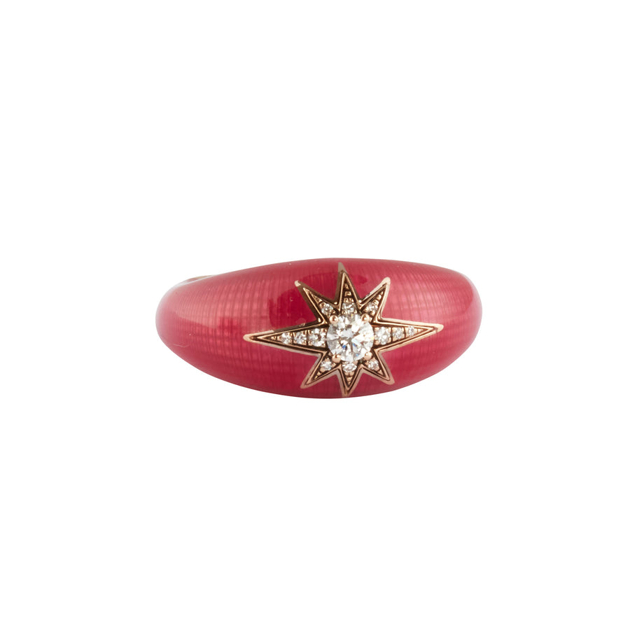 Selim Mouzannar Slim Aida Pinky Ring - Raspberry Enamel - Rings - Broken English Jewelry front view