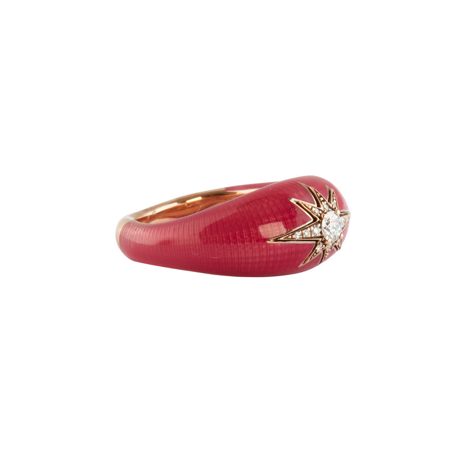 Selim Mouzannar Slim Aida Pinky Ring - Raspberry Enamel - Rings - Broken English Jewelry side view