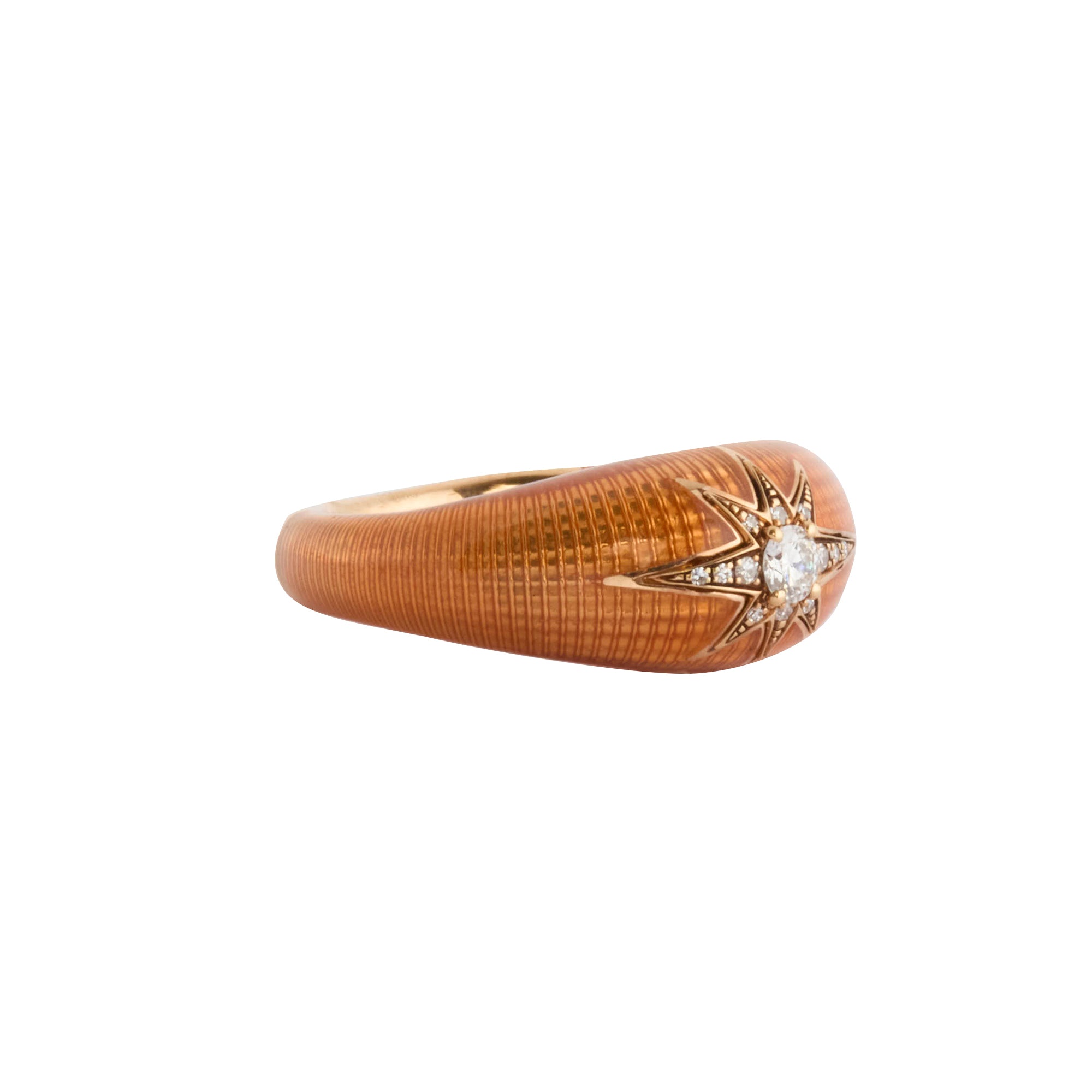 Diamond Aida Ring - Orange Enamel