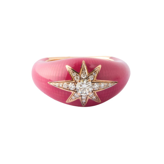 Aida Diamond Ring - Raspberry Enamel - Main Img