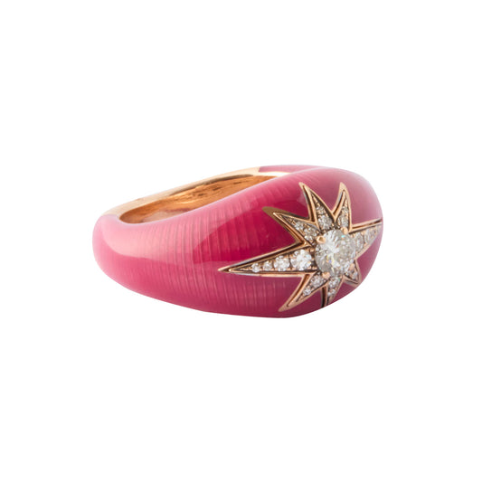 Aida Diamond Ring - Raspberry Enamel