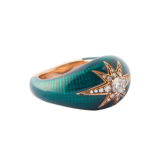 Aida Diamond Ring - Petrol Enamel