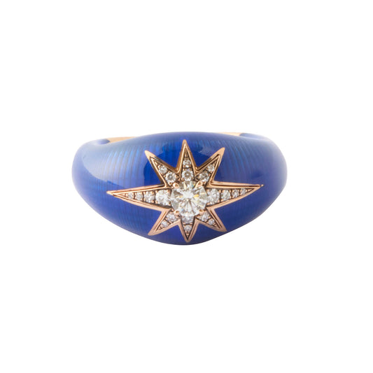 Aida Diamond Ring - Navy Blue Enamel - Main Img