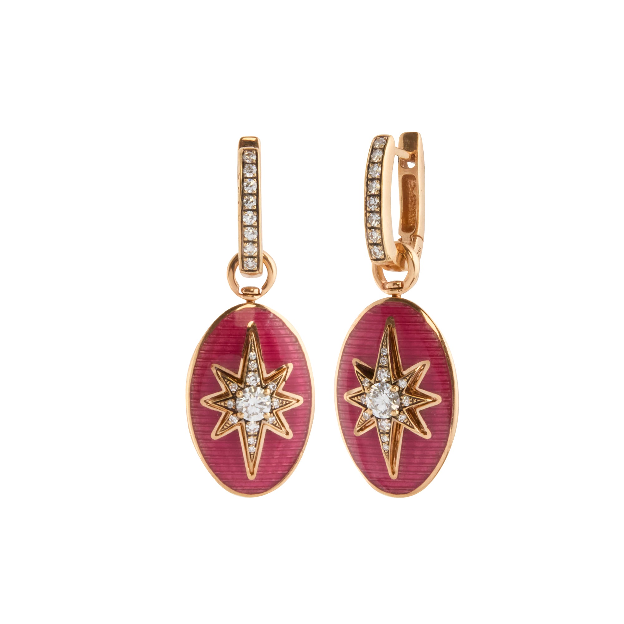 Diamond Raspberry Enamel Aida Earrings