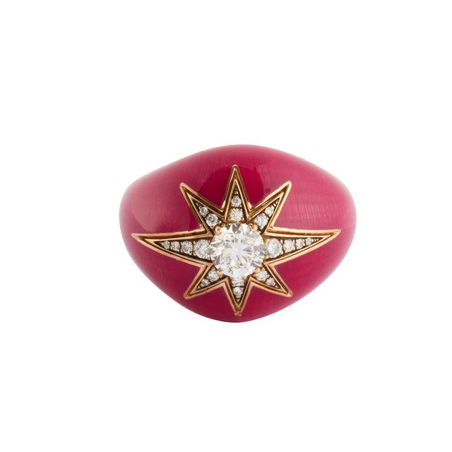 Diamond Aida Ring - Raspberry Enamel