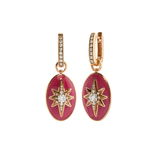 Diamond Raspberry Enamel Aida Earrings - Main Img