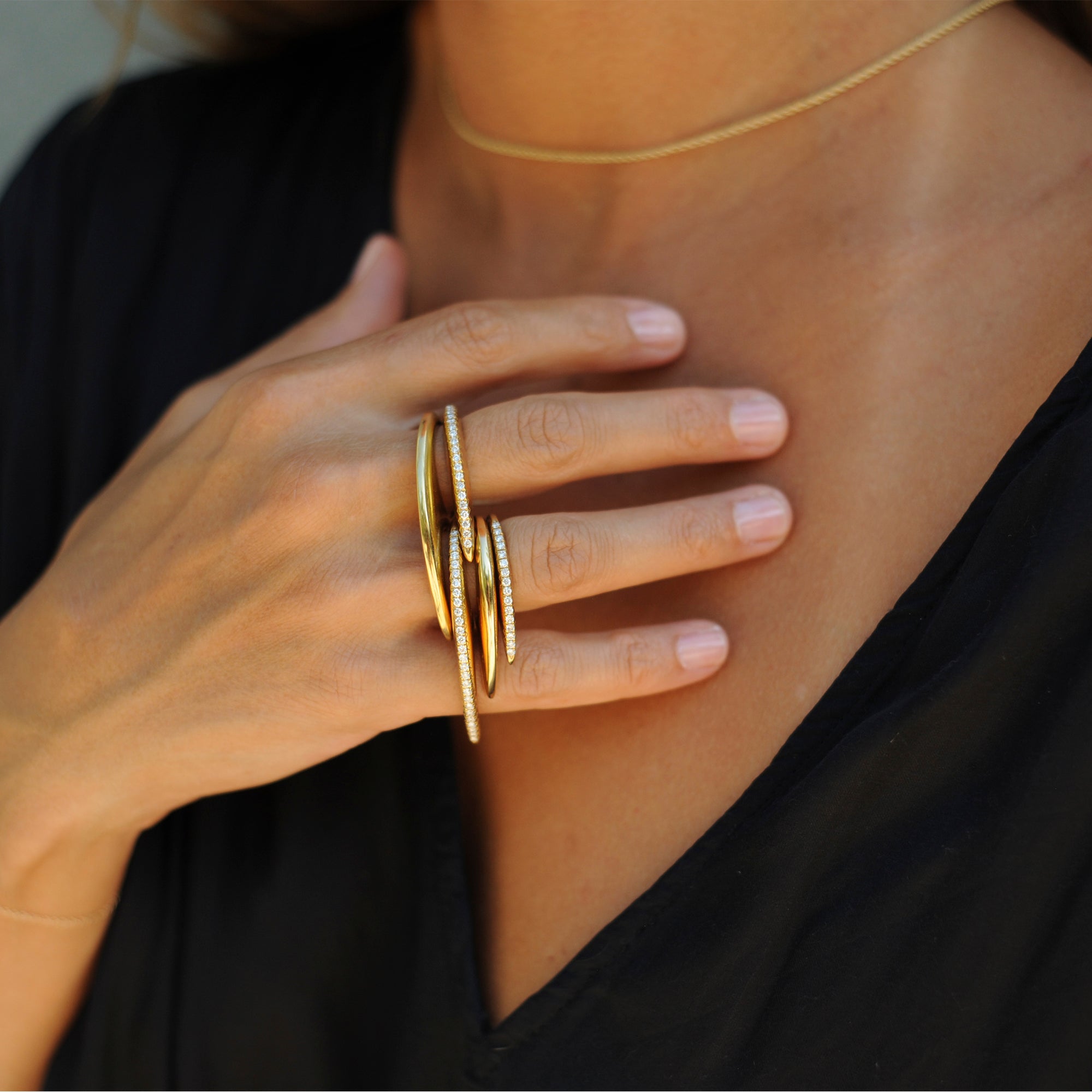Split Ridge Ring Jovana Djuric - Diamond M Slice Pave Ridge Ring – Broken English Jewelry