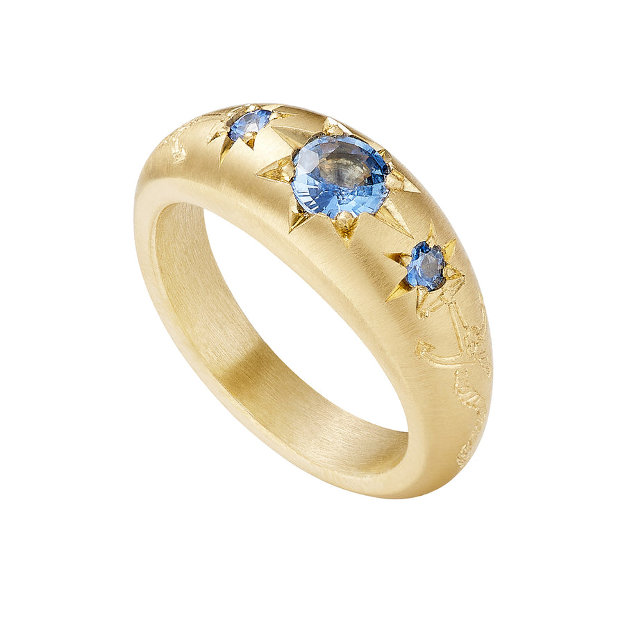 Cece Blue Sapphire Anchored Forever Ring - Rings - Broken English Jewelry side angled view