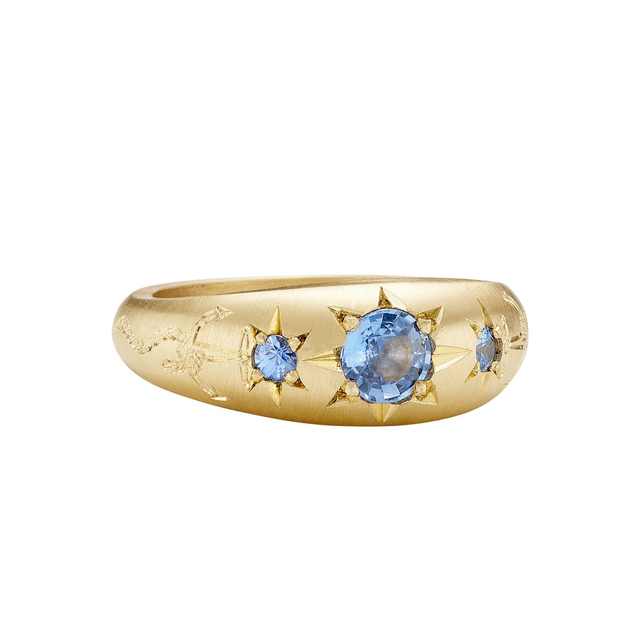 Cece Blue Sapphire Anchored Forever Ring - Rings - Broken English Jewelry front angled view