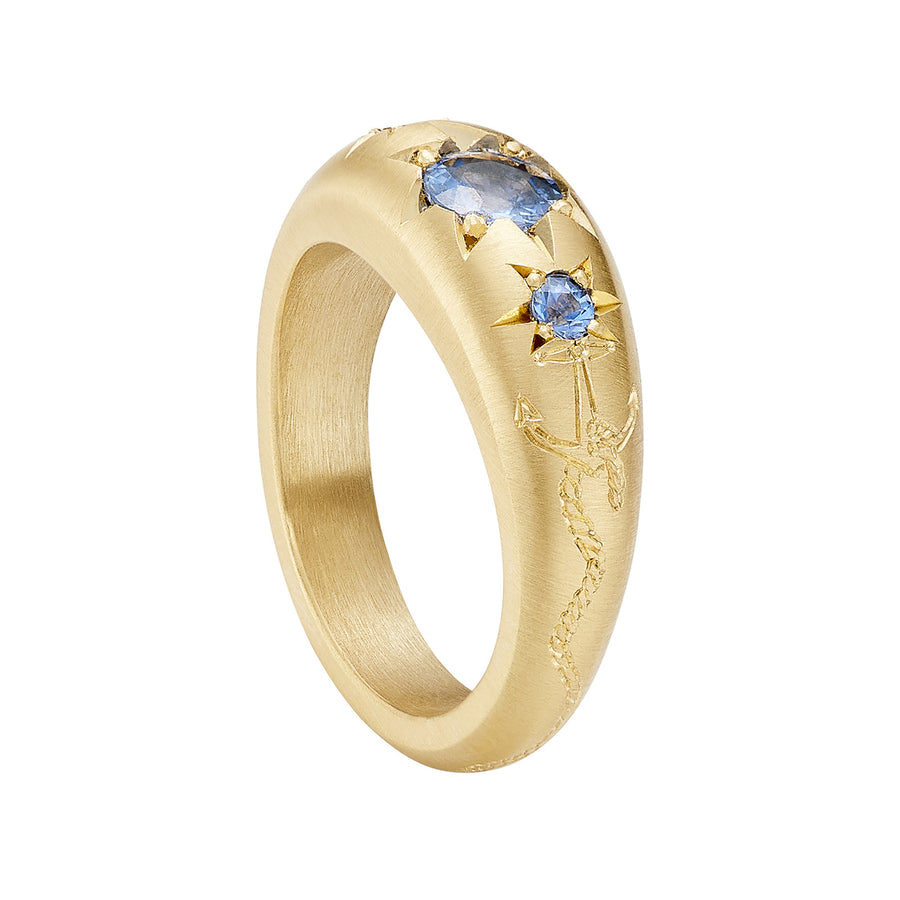 Cece Blue Sapphire Anchored Forever Ring - Rings - Broken English Jewelry side view