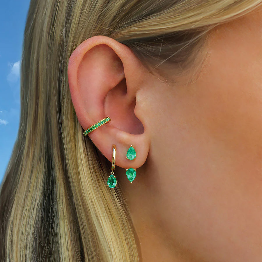 Anita Ko Drop Huggie - Emerald - Earrings