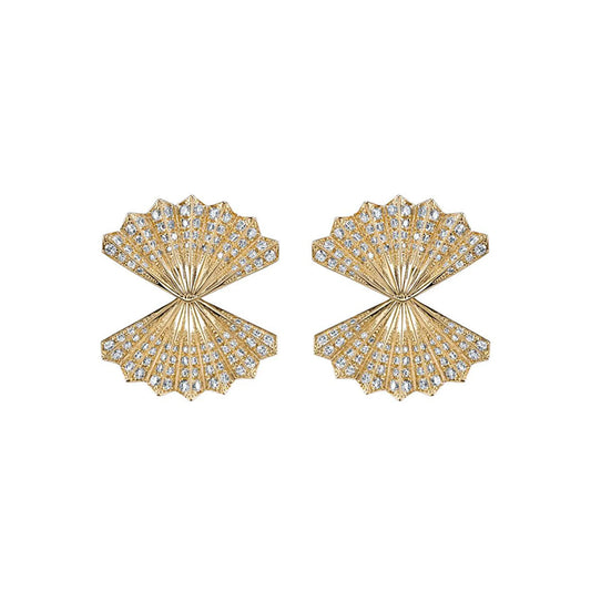 Diamond Double Fan Earrings - Main Img