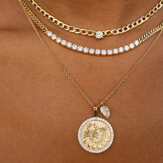 Diamond Zodiac Pendant Necklace - Scorpio