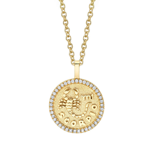 Diamond Zodiac Pendant Necklace - Scorpio - Main Img