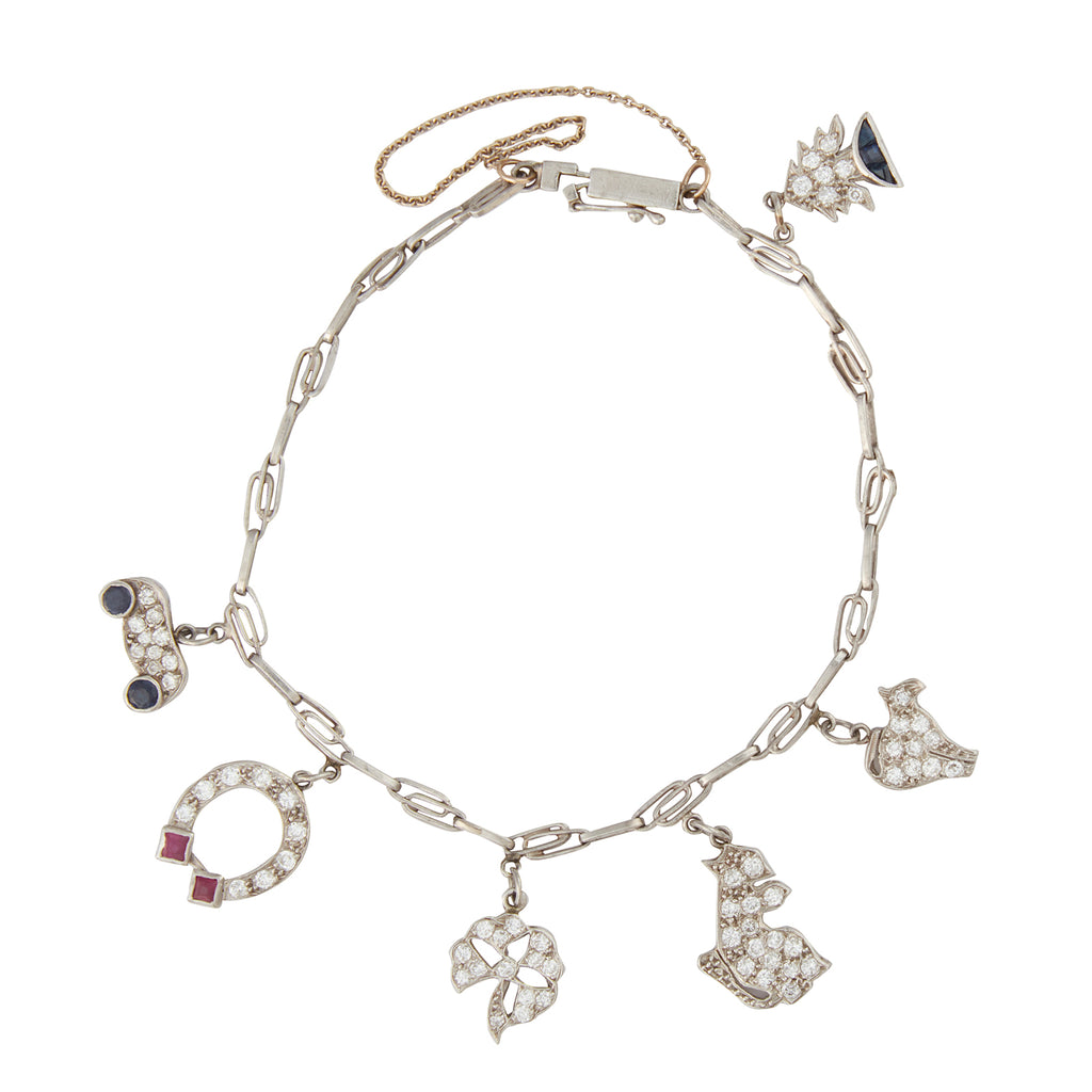 Rare Art Deco Girl's Academic School Honors 7 Charm Bracelet