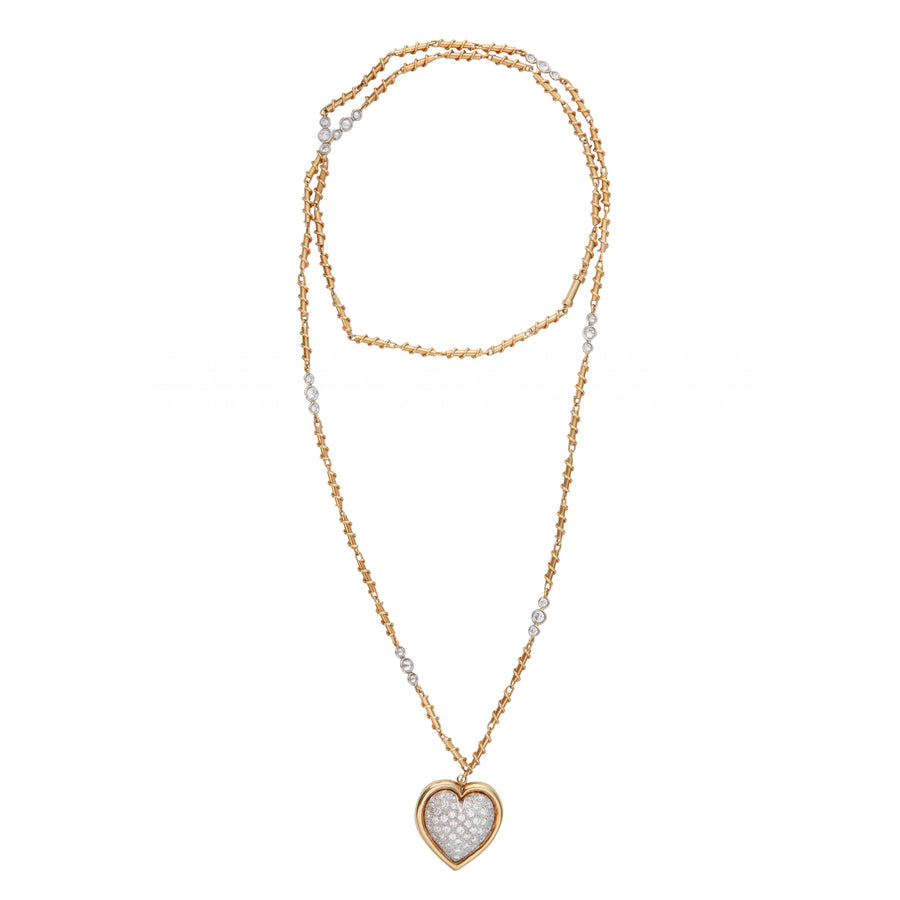 Antique & Vintage Jewelry Heart Long Chain Necklace, top view
