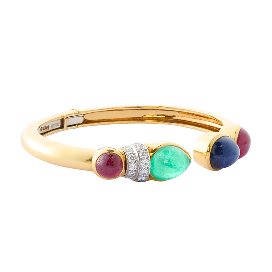 David Webb Bangle - Ruby, Sapphire, Emerald and Diamond