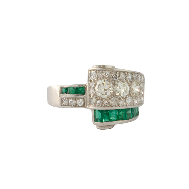 Antique & Vintage - Emerald and Diamond Deco Ring