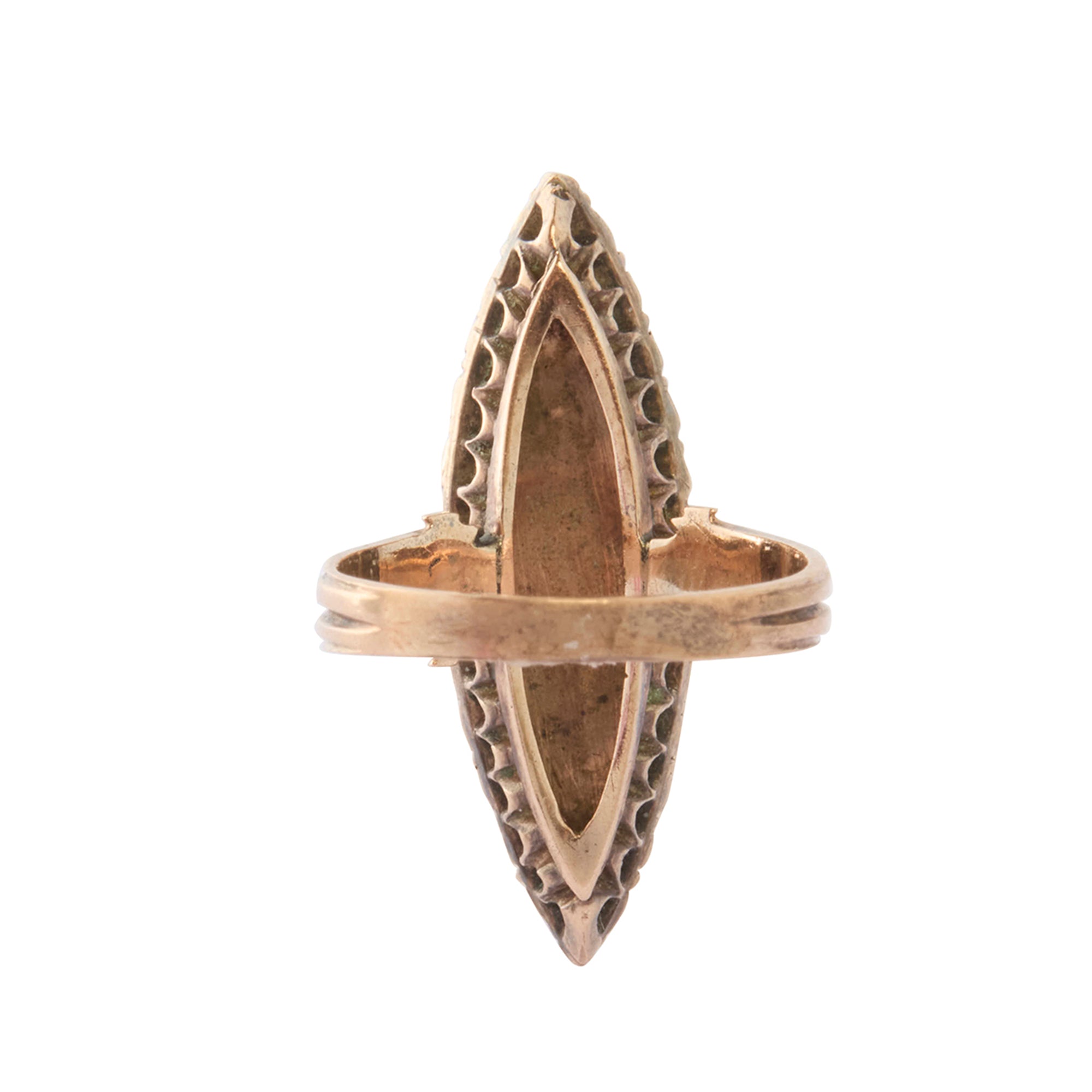 Rose-Cut Diamond Georgian Navette Ring in 15K Rose Gold