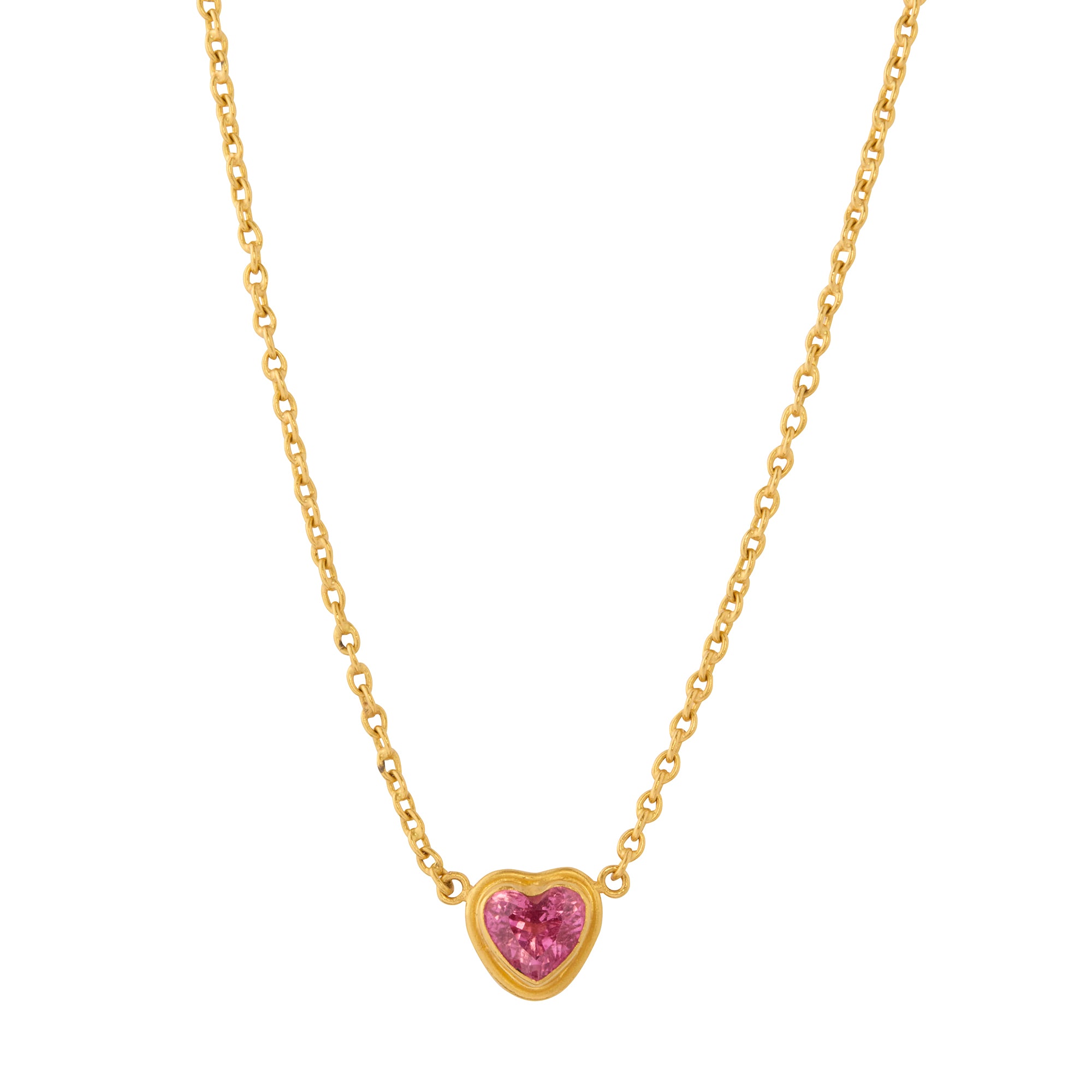 Yossi Heart Pendant Necklace with Pink Sapphire in 24K Yellow Gold