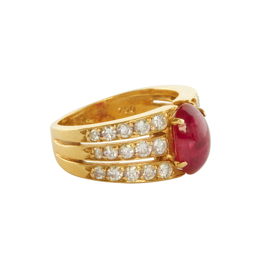 Antique & Vintage Jewelry Ruby and Diamond Van Cleef & Arpels Ring - Rings - Broken English Jewelry side view