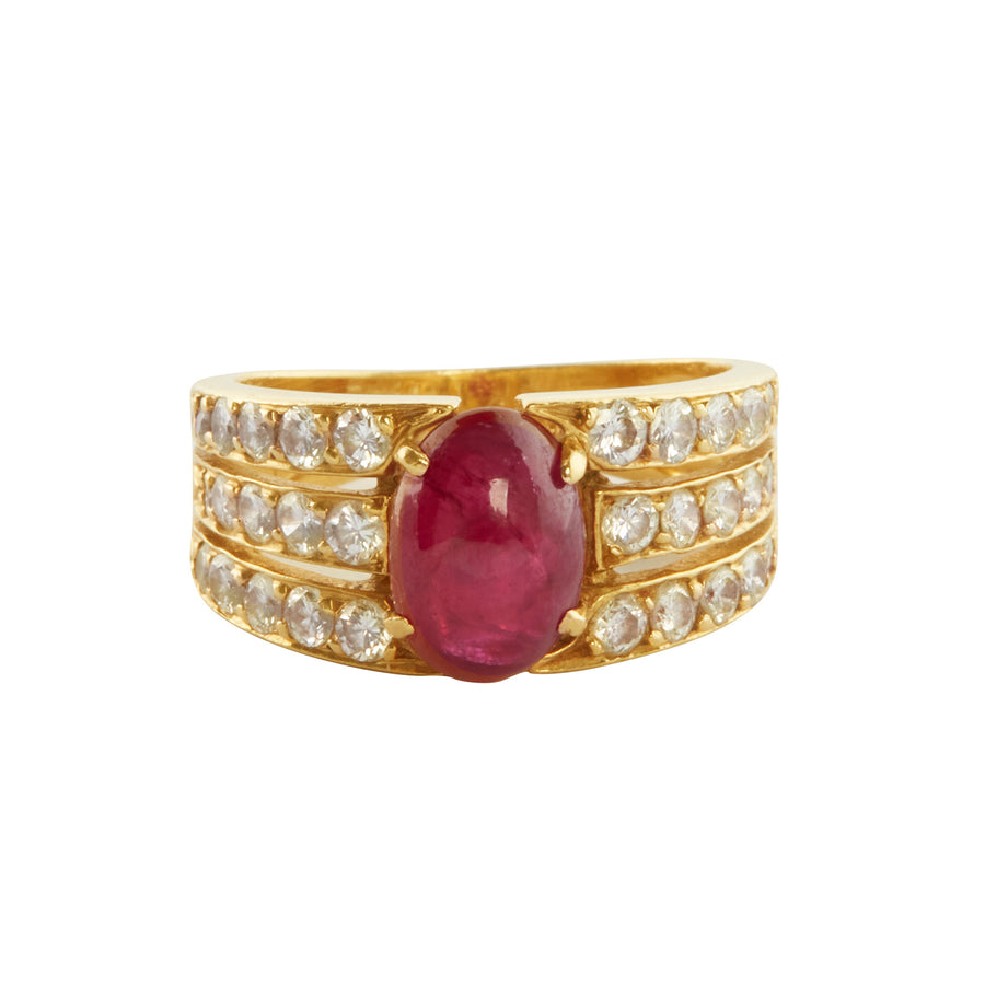 Antique & Vintage Jewelry Ruby and Diamond Van Cleef & Arpels Ring - Rings - Broken English Jewelry front view