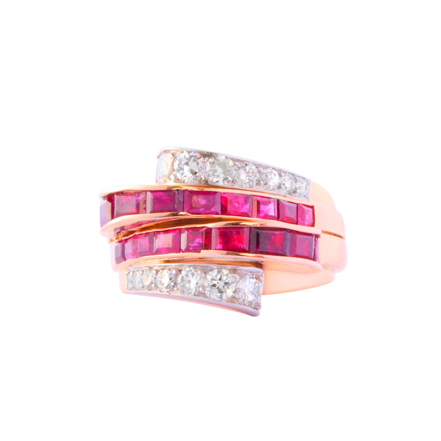 Retro Ring - Diamond and Ruby