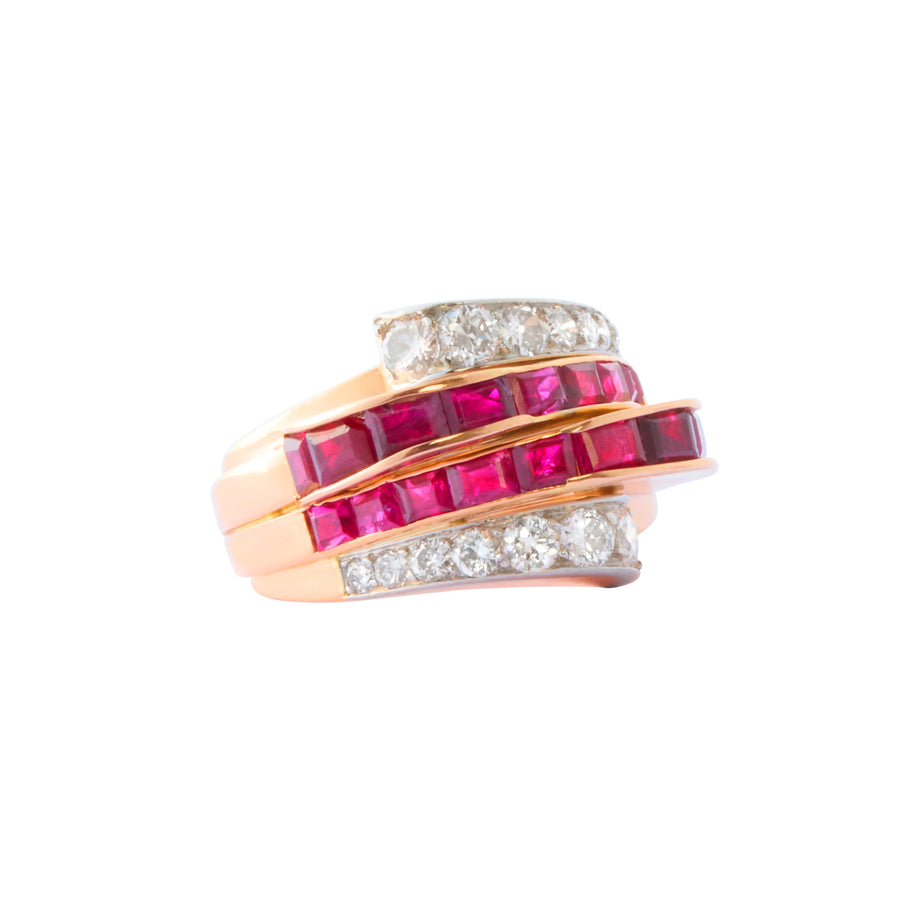 Retro Ring - Diamond and Ruby