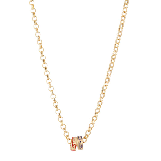 Strength and Karma Double Tenet Heart Beat Medium Belcher Chain Necklace - Main Img