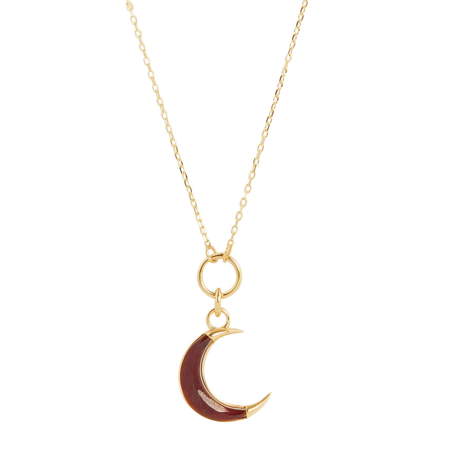 Foundrae Karma Crescent Fine Layer Necklace - Garnet - Necklaces - Broken English Jewelry detail view