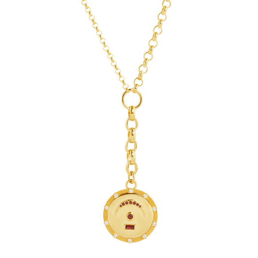 Medium Garnet Pause Mixed Belcher Extension Chain Necklace - Main Img