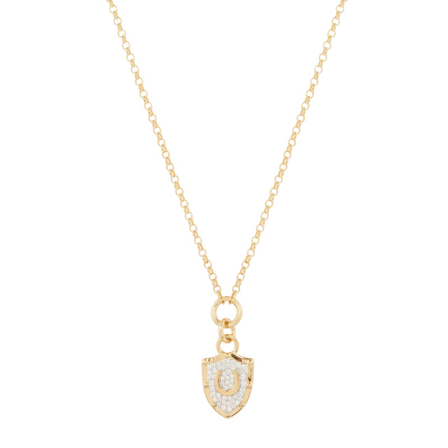 Foundrae - Pave Diamond Horseshoe Crest Fine Belcher Necklace