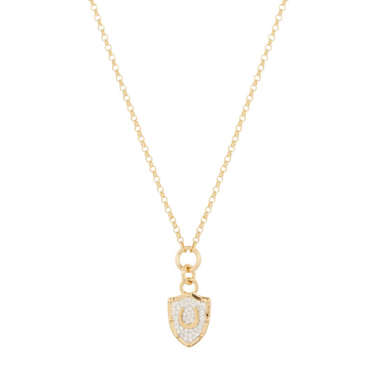 Pave Diamond Horseshoe Crest Fine Belcher Necklace - Main Img