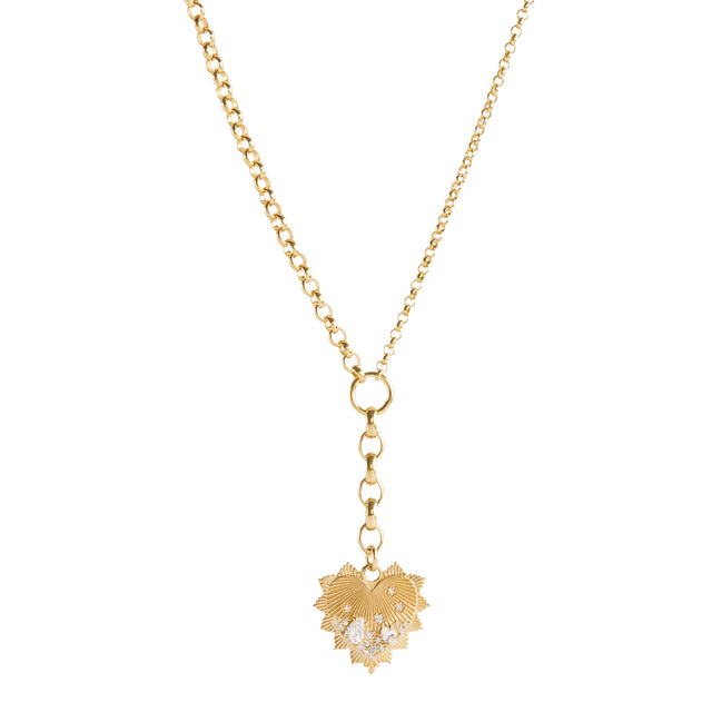 Diamond Heart Love Medallion Mixed Belcher Necklace