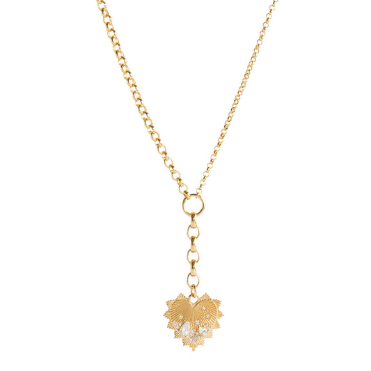 Diamond Heart Love Medallion Mixed Belcher Necklace - Main Img