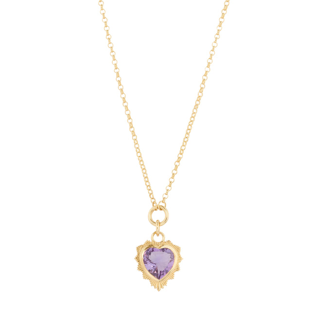 Foundrae - Amethyst True Love Heart Fine Belcher Necklace