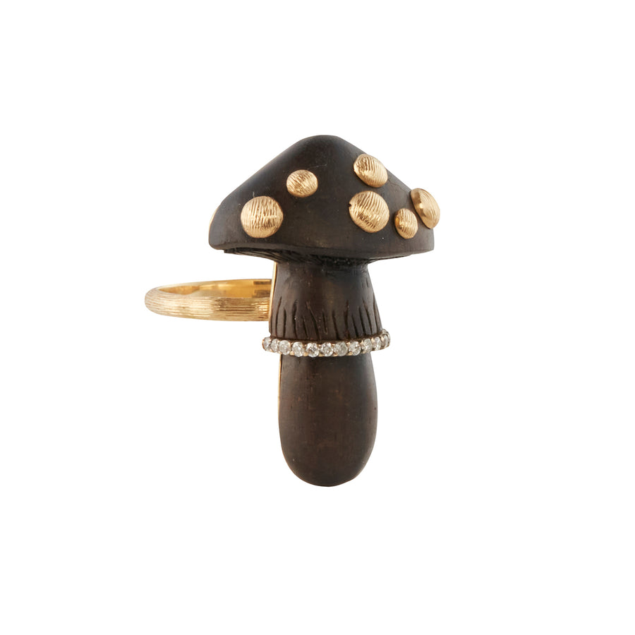 Silvia Furmanovich  Carved Mushroom Wood Ring angle view