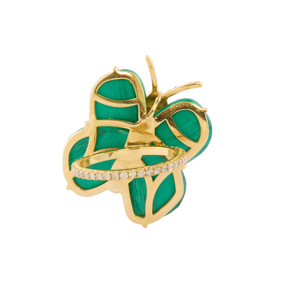 Silvia Furmanovich Diamond Marquetry Green Butterfly Ring - Rings - Broken English Jewelry back view