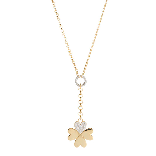 Diamond Four Heart Clover Small Mixed Belcher Necklace - Main Img