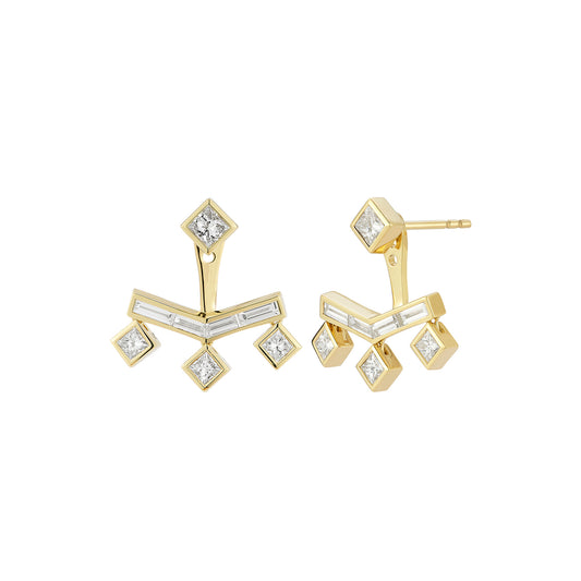 Vibrations Single Drop Fringe Earrings – Diamond - Main Img
