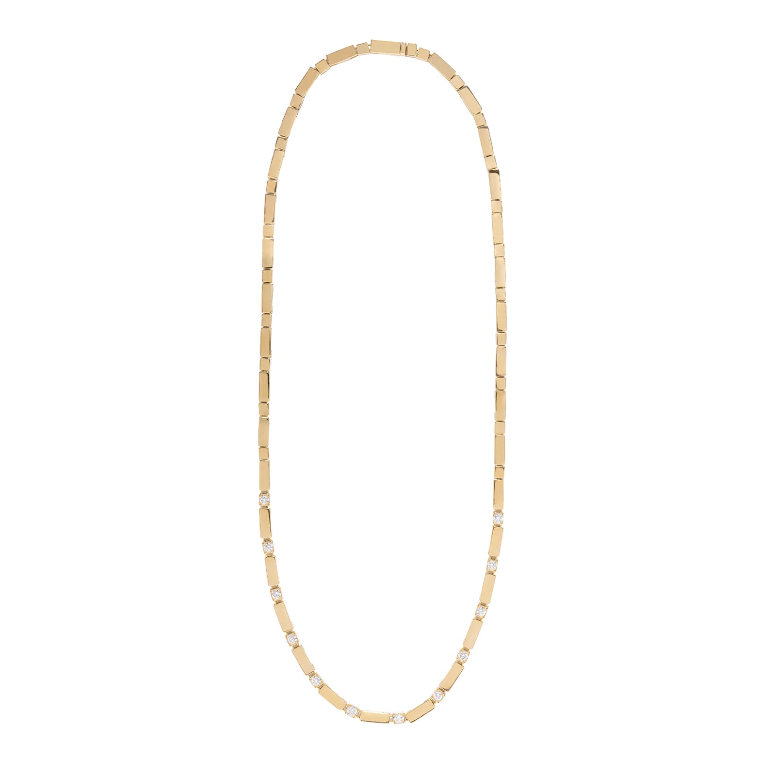 Azlee Gold Bar Tennis Necklace, top view