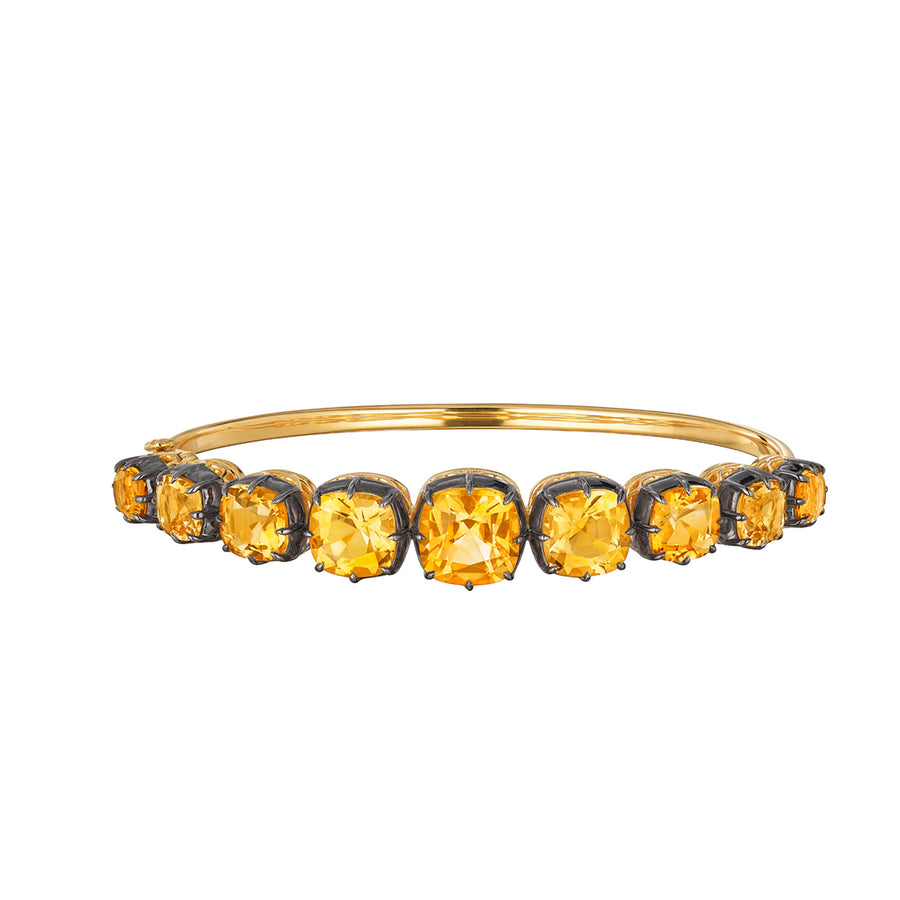 Fred Leighton Collet Cushion-Cut Bangle - Citrine - Bracelets - Broken English Jewelry front view