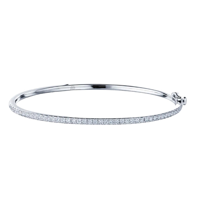 Diamond Stackable Slim Bangle in White Gold