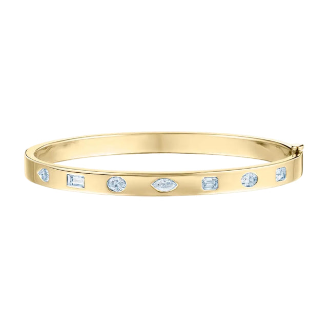 Diamond Stackable Slim Bangle Fancy Shape